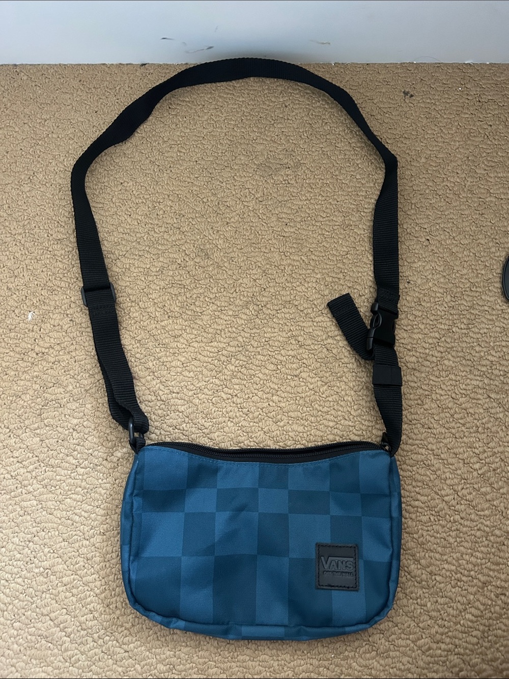 Vans Teal Checkerboard Belt Bag with Black Strap